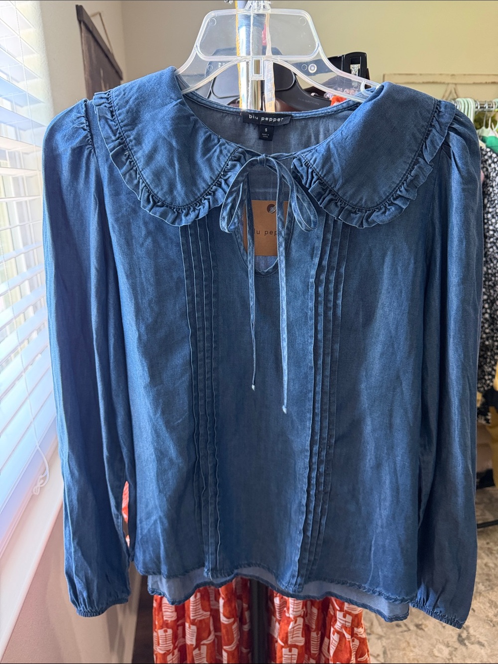 Soft denim blouse- Blu Pepper NWT
